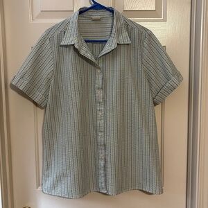 Striped Short Sleeve Women’s Button Down Top
